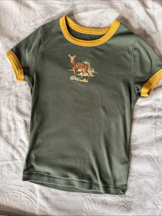 BDG Tops - BDG Urban Outfitters Green Short Sleeve Tee with Deer Graphic